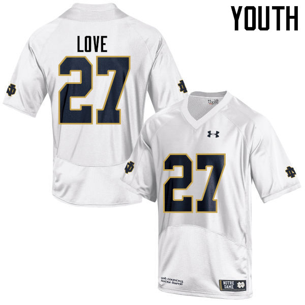 Youth #27 Julian Love Notre Dame Fighting Irish College Football Jerseys-White